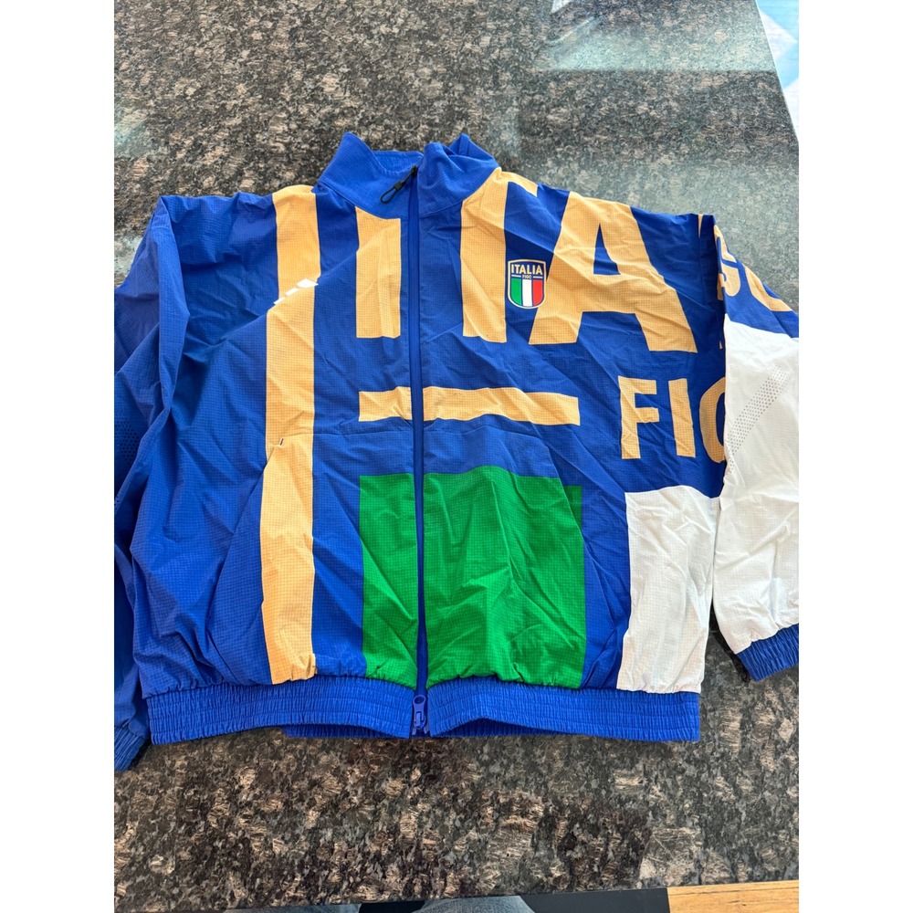 Adidas Italia FIGC Z.N.E. AJ Windbreaker Jacket Blue White ZK930 Mens Small NEW